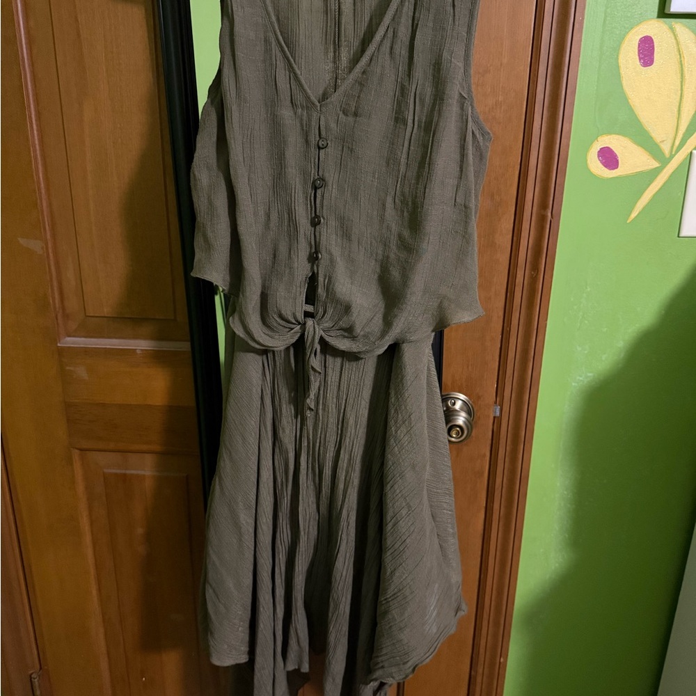 Mlle Gabrielle Olive High Low Dress